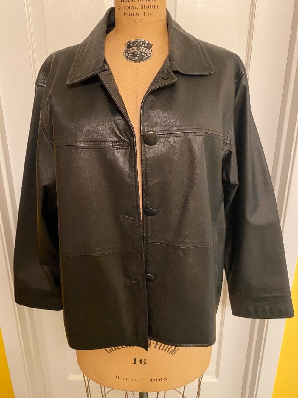 black leather jacket, size L